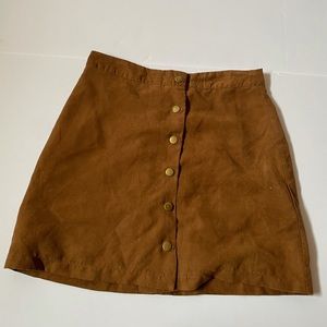Brown Faux Suede Button up Shirt